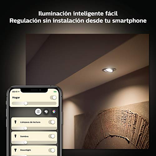 Philips-Hue-Pack-de-2-Bombillas-Inteligentes-LED-GU10-con-Bluetooth-Luz-Blanca-Clida-Compatible-con-Alexa-y-Google-Home