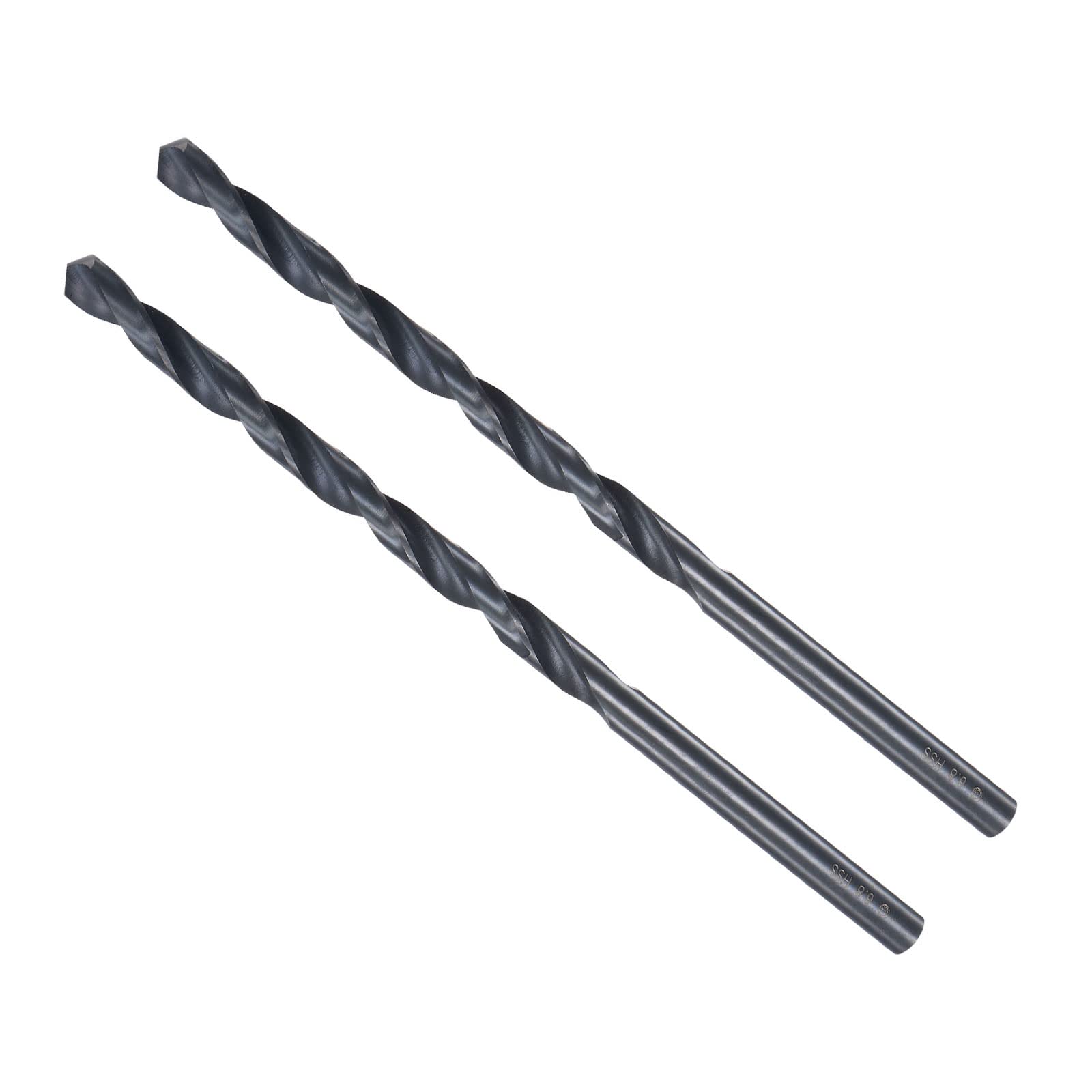 CoCud Twist Drill Bits, 6.8mm Drilling Diameter, Black Oxide High Speed Steel Extra Long Straight Shank - (Applications: for Stainless Steel Alloy Metal), 2-Pieces