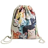 Canvas Drawstring Bag Cartoon Printed Backpack School Bags Shopping Sackpack