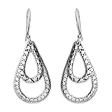 NOVICA Teardrop Shaped .925 Sterling Silver Dangle Earrings, Raindrop Tears'