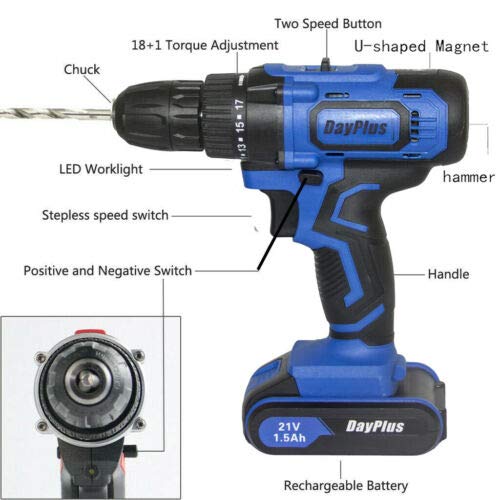 Akkuschrauber Bohrschrauber 21V System Tragetasche 29tlg.-Zubehör-Set Zuhause Bolzenschraube Schraubenbits Flachbohrer… – Bild 5