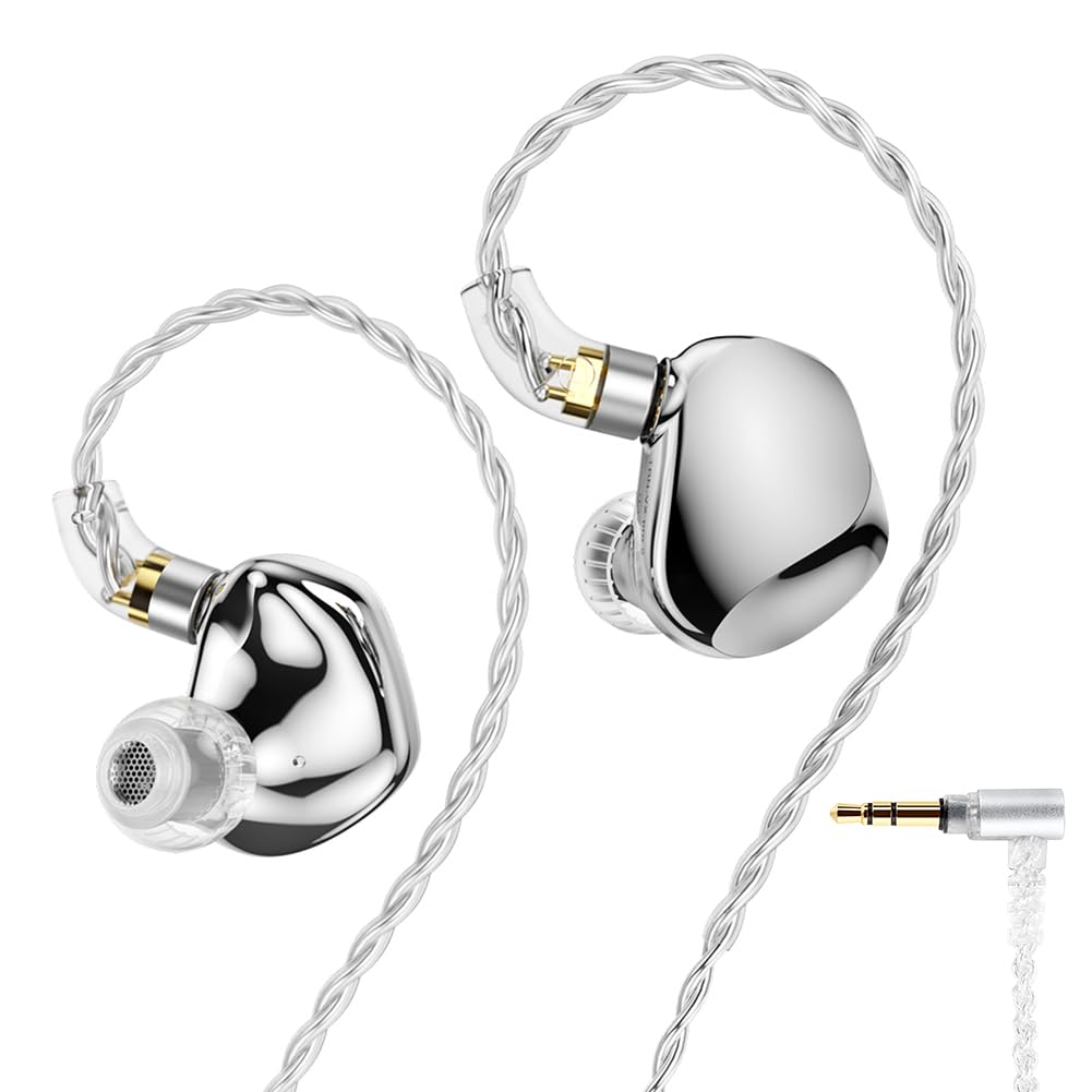 TRN VXpro+ イヤーモニター ハイレゾ イヤホン 8BA+1DD ハイブリッド型 モニターイヤホン 高遮音性 IEM イヤモニ 有線 3.5mmジャック QDC脱着式ケーブル (シルバー)商品画像