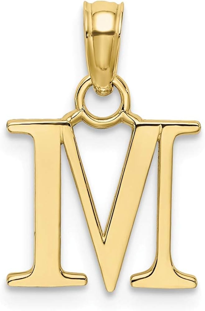 10k Yellow Gold M Block Initial Monogram Name Letter Pendant Charm Necklace Fine Jewelry Gifts For Women For Her