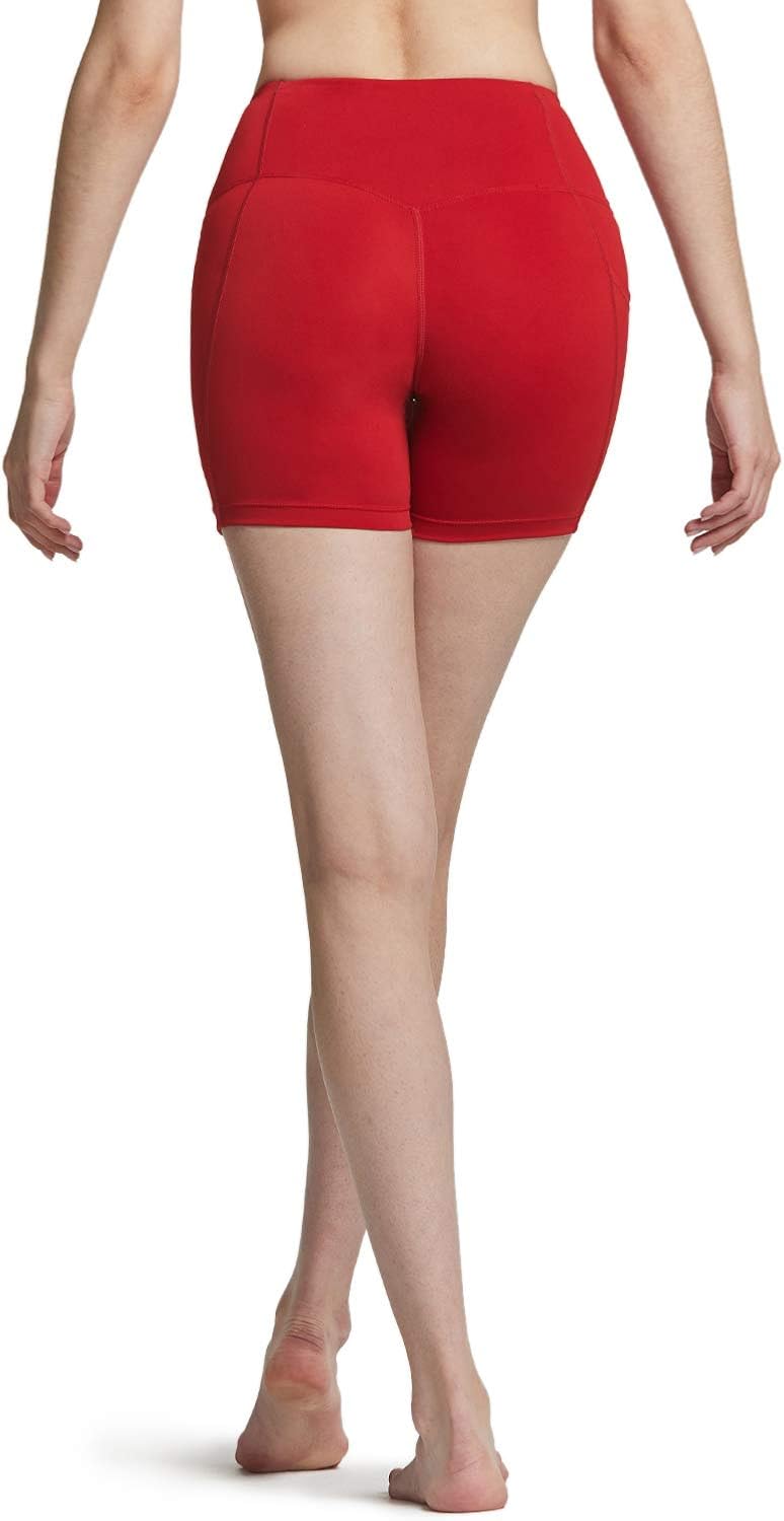 ATHLIO 1, 2 or 3 Pack Women's High Waist Tummy Control Yoga Shorts, Workout Exercise Shorts, Running Shorts w Pocket: Clothing