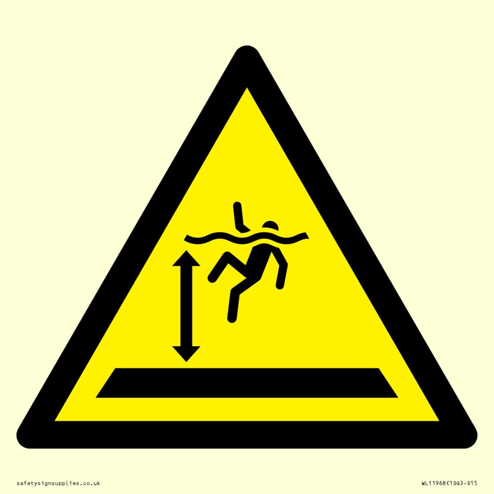 W047 Warning: Deep water Sign - 150x150mm - S15