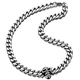 Mens Stainless Steel Curb Chain Skull Necklace Silver Color Gothic Style 30.3MM 22 inches