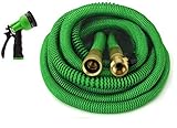 GrowGreen Expandable Garden Hose, Water Hose with High Pressure Hose Spray Nozzle, Flexible Garden Hose with All Brass Connectors (50 Feet)