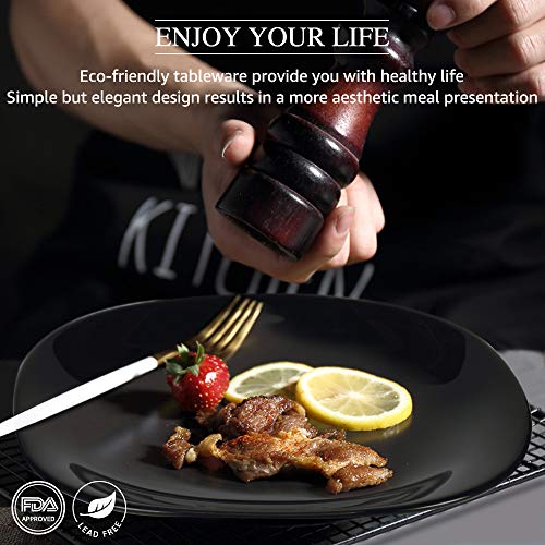 image for DANMERS Dinnerware 6-Piece Kitchen Dinner Plates Set, Black, 11