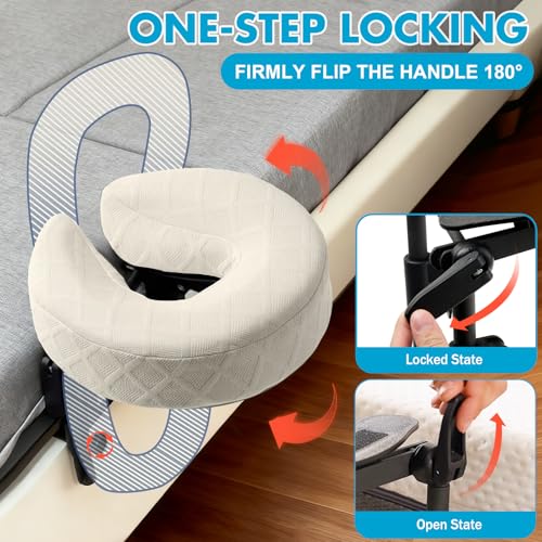 KONOVOLY Memory Foam Massage Headrest for Bed, Adjustable Massage Head Rest Support Base for Bed Undermattress Underlay Portable Support Base, 10.5 x 16 Inches (Light Yellow)