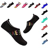 Men and Women Slip-On Water Shoes Lightweight Barefoot Quick-Dry Aqua Yoga Socks For Outdoor Beach Sports(ZM/Black,38/39EU)