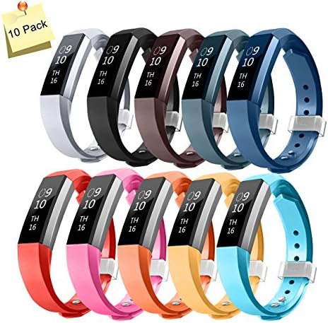 THRODY Fitbit Alta Bands Large 10 Pack, Fitbit Smart Alta and Alta HR Soft Adjustable Replacement Accessories Bracelet Wristband with Fastener&amp;Metal Clasp Women Men Girls Boys(No Tracker)