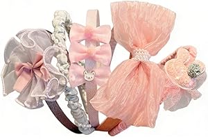 LimCryspp 5Pcs Cute Headbands & Hair Bands for Girls – Toddler & Teen Hair Accessories with Heart, Star & Bow Designs – Fashi