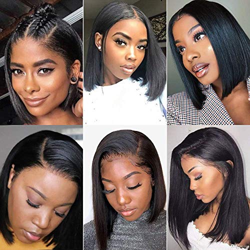 8-Inch-Short-Bob-Wigs-Human-Hair-4X4-Lace-Closure-Bob-Wig-150-Density-Brazilian-Virgin-Human-Hair-Straight-Bob-lace-Front-Wigs-For-Black-Women-Pre-Plucked-with-Baby-Hair-Natural-Color