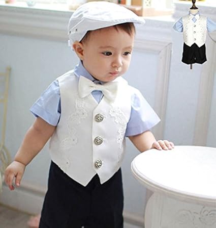 Amazon Co Jp スーツ 子供 ベスト シャツ 半ズボン 蝶ネクタイ 靴下 子供スーツ 子供服 キッズ 男の子 ジュニア ボーイズ 通学 夏 フォーマル 5点セット 子供スーツ カジュアル 演奏会 入学式 卒業式 発表会 七五三 Happy Online 130cm 服 ファッション小物