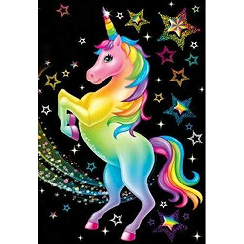 5D DIY Diamond Painting Full Square Drill, Starry Sky Star Flying Unicorn Pattern Rhinestone Crystal Embroidery Drawing Gift for Adults Kids,16"X12" Arts Craft Canvas for Home Wall/Room/Office DÃ©cor