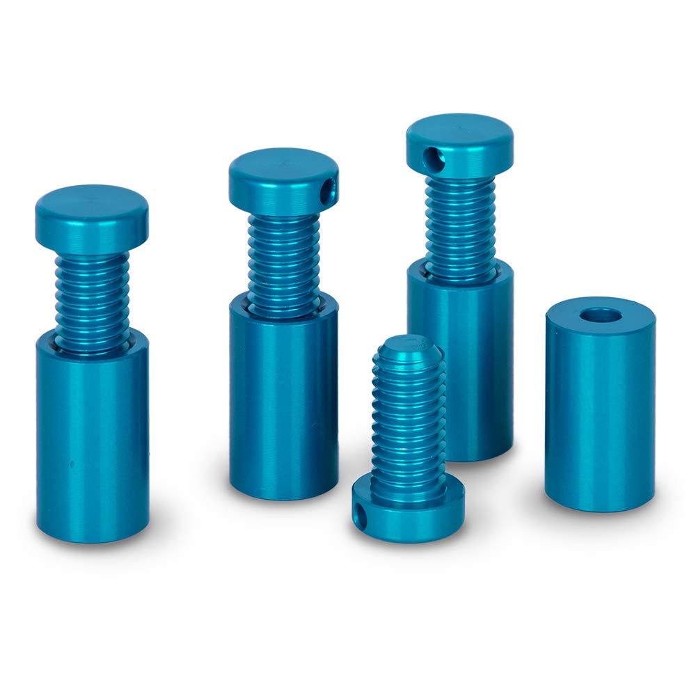 PrecisionGeek - Sign Standoff Wall Mount Advert Fixings Bolts, Glass, Acrylic, Stone Holders for Picture Frames, Store, Office Sign Displays, Aluminium Blue 12mm Dia L= 20mm - 4X Barrels 4X Screws