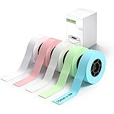 Label Maker Printer Tape- White/Blue/Green/Pink/Purple Thermal Labels Waterproof, 14 x 40mm Compatible with vretti Labels, HP4 Label Maker Tape, HP3 Label Maker Tape