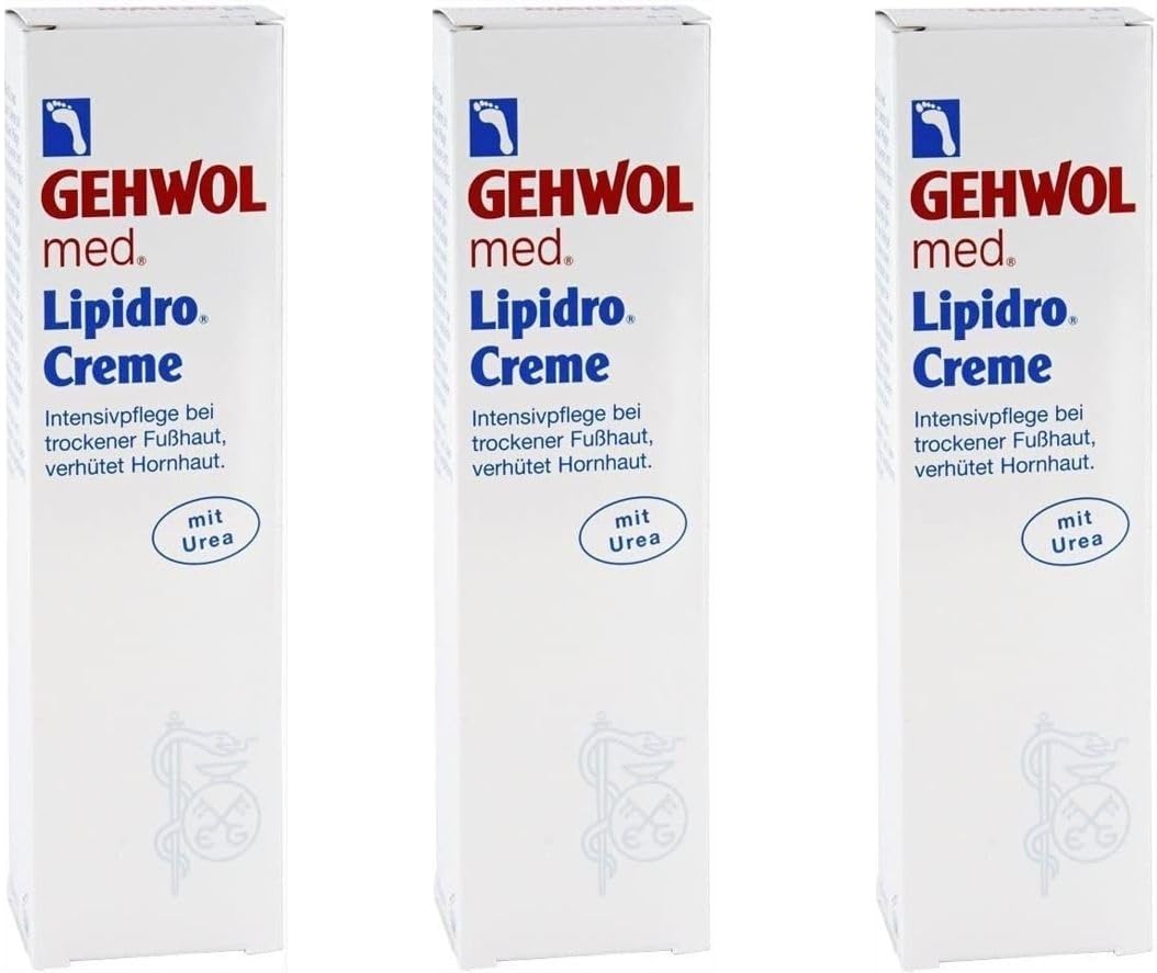 3 X Gehwol Med lipidro Crema 3 X 125 ML Cura dei piedi Crema Piedi con Urea