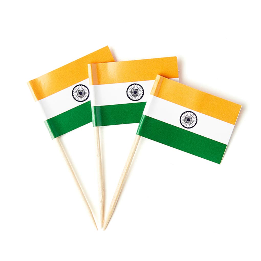 mflagperft India Flag Indian Flag, Small Mini India Toothpick Flags for Food, Cupcakes, Cocktails, Appetizers, Bar Party Decorations