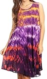 Sakkas 15803 - Nora Sleeveless Embroidered Short Tie Dye Caftan Dress / Cover Up - Orange - OS