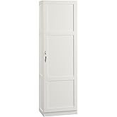 Sauder Miscellaneous Tall Storage Cabinet, Kitchen Pantry, Single Door with Adjustable Shelves, White Finish