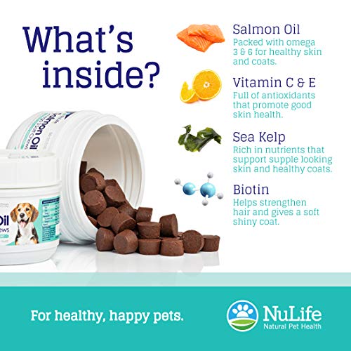 NuLife Natural Pet Health Dog Salmon Oil Treats, Omega 3 for Dogs Chews