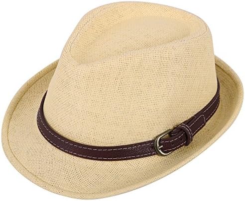 Kids Straw Trillby Fedora Hat Short Brim Sunhat Panama Cap