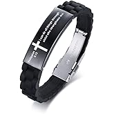 MEALGUET Stainless Steel I can do All Things Through Christ who Strengthens me Philippian 4:13 Inspirational ID Bracelet Cross Wristband