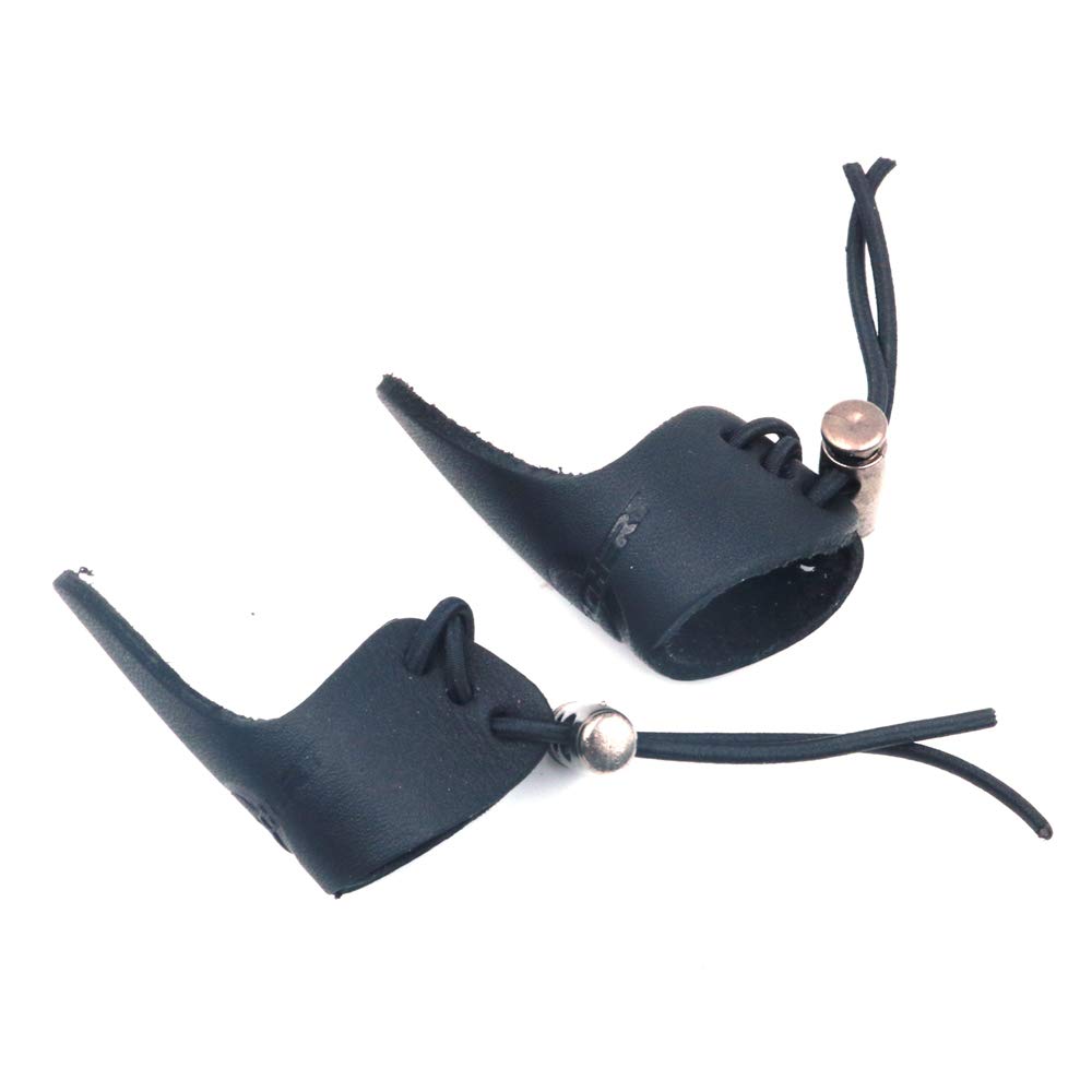 Namvo 2 Pcs Archery Finger Tab Leather Thumb Ring Arrow Finger Glove Finger Pad For Hunting Longbow Archery Black