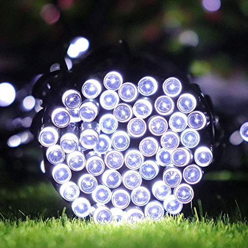 MAOKOT Solar Christmas Lights, 72ft 1Pack 200LED 8 Modes Solar String Lights, Outdoor Waterproof Solar Powered Christmas Decorative Lights for Lawn Garden Home Xmas Party (White)