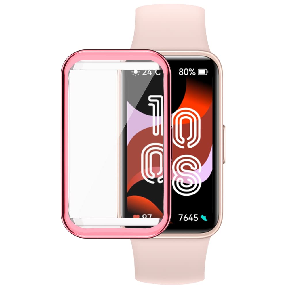 Tyogeephy compatible with Huawei Band 8 Screen Protector, TPU Plated Full Coverage Screen Bumper Cover Case Screen Protector compatible with Huawei Band 8