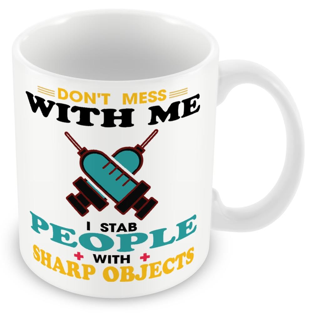 MUGGZ Doctor/Nurse Mug Funny Gift - I Stab People with Sharp Objects – Custom Funny Coffee Mug – Unique Gift for Friends & Family