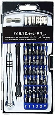 54 Bit Driver Kit Steel Magnetized Driver Handle T-handle 1/4" to 4mm Adapter