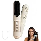 SL Euthtion Cordless Hair Straightener Brush-Portable Mini Straightening Comb Rechargeable Battery Powered for Travel - Cool curl Airflow Styler- 30s Fast Heating -LCD Display