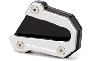 Mokiton Motorcycle Side Stand Extension Kickstand Plate Compatible With Honda Goldwing 1800 GL1800 2018-2023 2024 | Foot Pad Support Gold wing GL 1800 Goldwing1800 Accessories (silver)