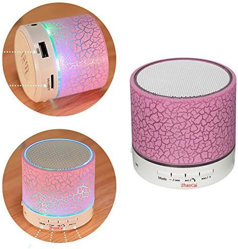 MINI Wireless Bluetooth Speaker,ZHAOCAI usb speakers Portable Music Sound Box Subwoofer hand-free call LED Speaker (pink)