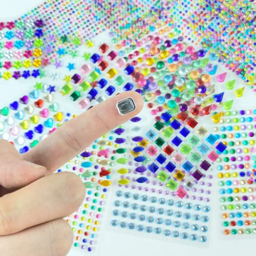 FADIKX 3650Pcs Gem Stickers Self Adhesive Jewel for Crafts Sparkly Flatback Rhinestone Stickers Crystal Sticker for Kids DIY,Assorted Size