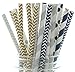 Graduation Party Straws (25 Pack) - Black, Silver, Gold Graduation Party Supplies, High School Graduation, College Graduation, New Year's Eve Party Decor