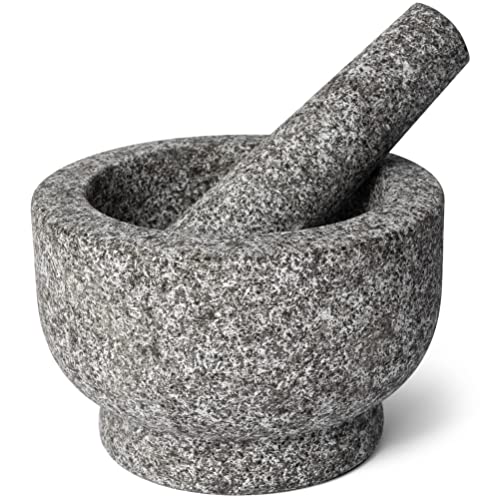 Granite Mortar and Pestle Set 6 Inch Diameter 2 Cup Capacity