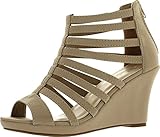 Top Moda Womens Lord-7 Gladiator Inspired Bird Cage Strappy Wedge Sandal