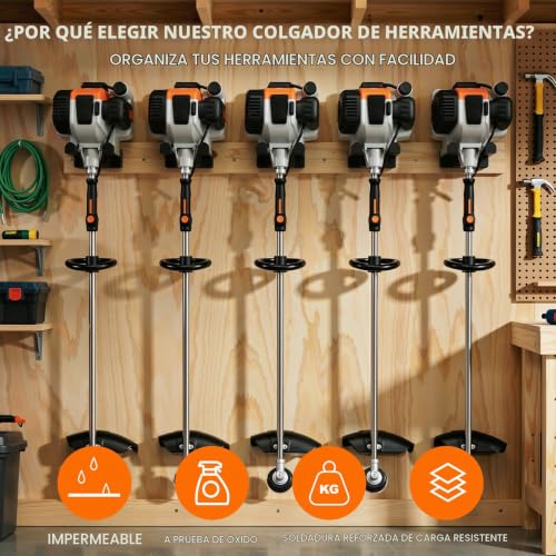 Housolution Soporte Para Recortadoras de 8'', 2Pcs | Con Recubrimiento de Goma, Colgador Resistente para Desmalezar, Gancho Organizador Para Recortadora, Soplador De Hojas