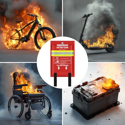 Fire Blanket 200 x 300 cm, Fire Protection Blanket for Lithium Batteries, Battery Storage, Electric Fires, Fire Blanket for E-Scooter, Grease Fires, Car Fireplace, Grill, Leaf Vacuum etc. Professional Fire Extinguisher Blanket