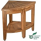 TeakMama Teak Wood Bath Spa Shower Stool Corner Bench Stool