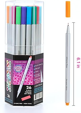FineColour Micro Line Fineliner Pens, 26 Colors Fine Tip Colored Writing Drawing Markers Pens Fine Line Point Marker Pen Set for Bullet Journal Planner Note Calendar Coloring Art Projects