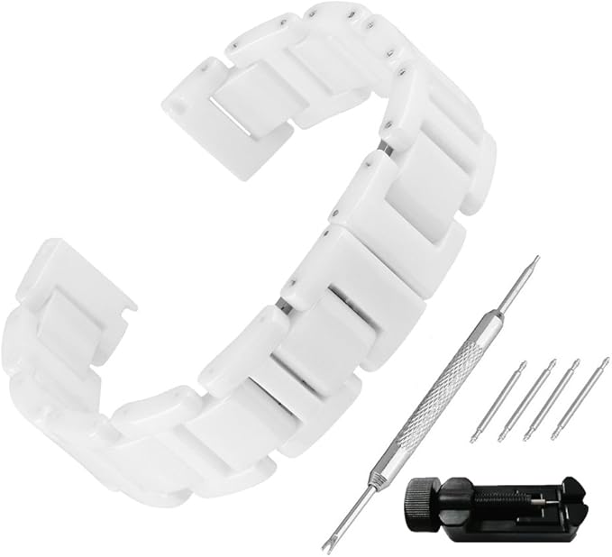 Beauty7 White 14mm Ceramic Link Wrist Watch Band Kit