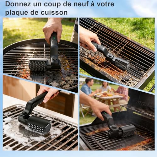 Cordless Electric Barbecue Brush, 3 Adjustable Speed, 180° Rotating Head, Long Life Battery, Stainless Steel Brush for Cleaning Grill Barbecue