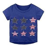 GOOMEMOO Toddler Kids Little Boys Girls Short Sleeve Tee Shirts with Stars Blue 3T