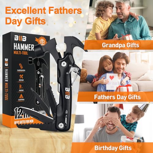 Biib multifunctional hammer, 12-in-1 gadgets for men, men’s advent calendar, gifts for men, cool tool, small gifts for dad or grandpa, DIYers, men, boyfriend