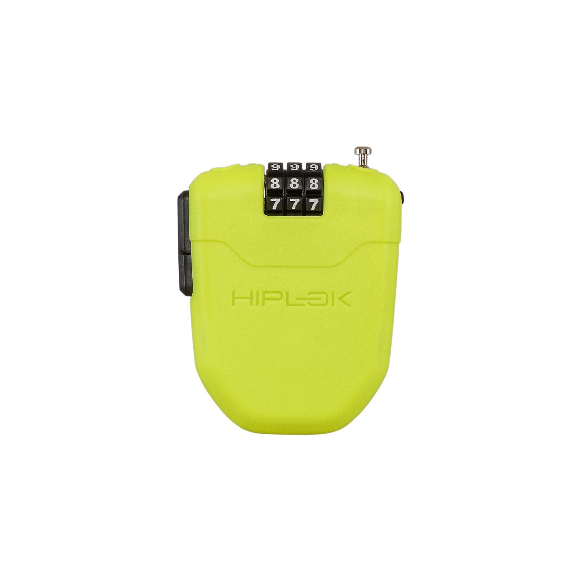 Hiplok FX Cable Bike Lock - Lime. 3 Digit Combination Bike/Bicycle Cable Lock. 1m Retractable Steel Cable. Wearable Clip & Lightweight (75g)