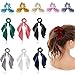 12Pcs Hair Scarf Scrunchies Satin Silk Elastic Bowknot Scrunchies with Solid Colors,Chiffon Hair Scrunchies Soft Scarf Ties,6 Long Hair Scarf & 6 Bunny Ear Scrunchies,Ponytail Holder for Women Girls